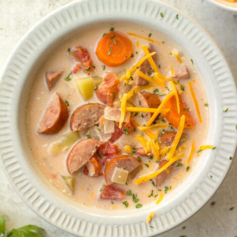 Slow Cooker Cheesy Kielbasa Soup (Gluten Free) - Whole Kitchen Sink