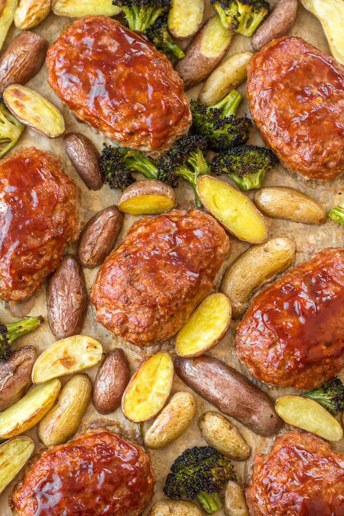 Sheet Pan Mini Meatloaves and Veggies - The Toasty Kitchen