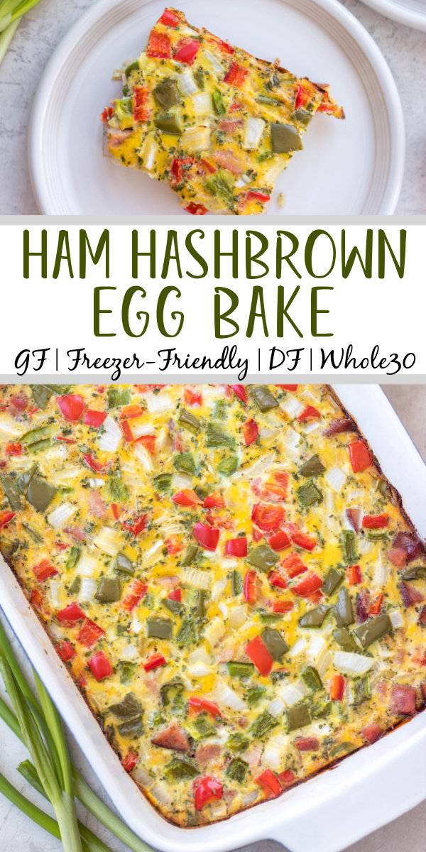 A ham egg bake is the perfect use for any leftover ham you might have on hand. It makes enough to feed a gathering or for an easy breakfast prep for the days ahead. This recipe is gluten free and is simple to make with easy ingredients. The ham and peppers flavors are a classic the everyone loves and can be customized to make it perfect for your crew. #leftoverhamrecipes #hamrecipes #eggbake #healthybreakfastrecipes #hamandpeppers